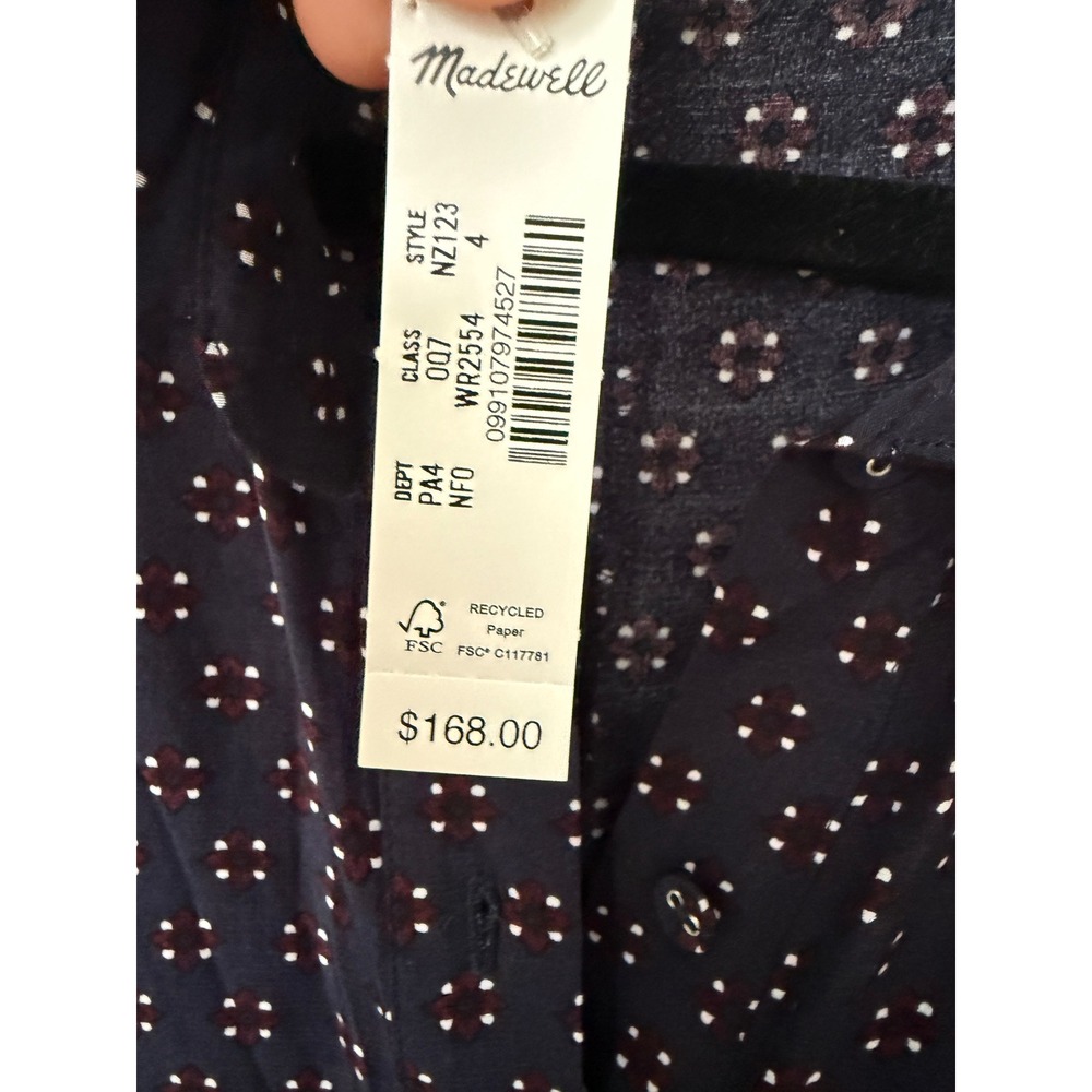 Madewell Ruched Midi Shirtdress navy NWT size 4 - Picture 10 of 12